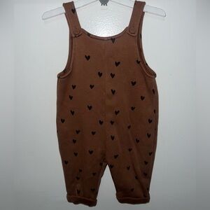 Zara Baby Brown Overall with hearts size 12-18M (86cm)